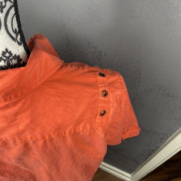 Alain Weiz Vintage Salmon Safari Button Up S/S Silk Blend Shirt Pocket. Size 14 - Picture 10 of 12